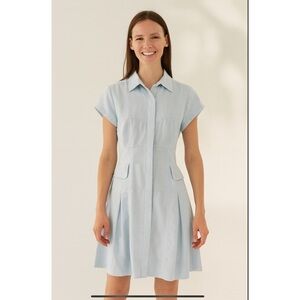 NANETTE LEPORE DRESS LT BLUE 8 ZIP FRONT SPORTY RETRO COASTAL GRANDMA CASUAL